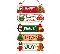 Christmas Wooden Door Sign 0.5cm Thick JOY HAPPY Festive Holiday Mountable | Solid wood construction with precision cutting Multiple mounting options including back rope and hooks Warm touch for indoor