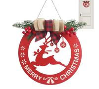 Christmas Wooden Door Sign, Christmas Door Sign,Wooden Wreath with Merry Christmas Door Sign | Merry Christmas Decorations, Rustic Decorative Welcome Sign from to