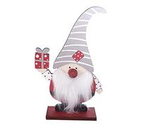 Christmas Wooden Gnome Ornament with White Beard Handmade Swedish Tomte Nordic Santa Elf for Doll Xmas Holiday Tabletop Decoration