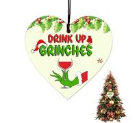 Christmas Wooden Heart Sign,Handmade Xmas Hanging Wooden Heart Plaque,Holly Leaves and Berries Wooden Heart Plaque xmas Tree Decor,for Winter Xmas Home Indoor Outdoor Farmhouse Wall Window Shop Decor