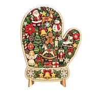 Christmas Wooden Jigsaw Puzzles with Stand, 20cm Holiday Puzzle Table Decor | Colorful Wood Jigsaw Puzzles with Unique Christmas Design, Cozy Santa Snowman Jigsaw Puzzle Gifts for Kids & Adults