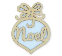 Christmas Wooden MDF Shape Decorations - Hanging Gift Tags, Tree Decorations, Kids Crafts - Laser Cut Shapes (Bauble with Noel - 3 Pieces)