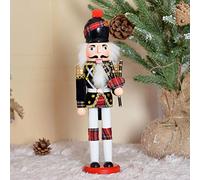 Christmas Wooden Nutcracker Ornaments, 12" Traditional King and Soldier Figurine Display Set, Festive Xmas Décor for Home Shelves and Tables (Bagpipe)