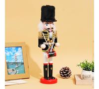 Christmas Wooden Nutcracker Ornaments, 12" Traditional King and Soldier Figurine Display Set, Pine Wood Painted Soldier for Home Fireplace Christmas colorA