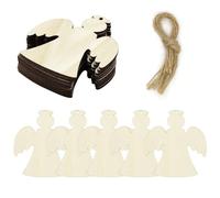 Christmas Wooden Ornaments 10 Pcs Angel Wooden Baubles Xmas Hanging Embellishments Unfinished Wood Slice with String Christmas Tree Hanging Ornament for Xmas Party Decor DIY Crafts Y7TSMP (Angel)