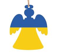 Christmas Wooden Ornaments, Flag of Ukraine - Christmas Tree Decoration for Party Decoration and Xmas Day - Angel Shape
