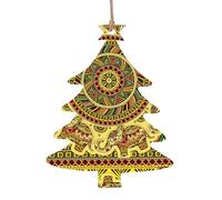 Christmas Wooden Ornaments For Tree Decoration Indian Elephant And Ethnic Hanging Bauble Home Decor (Christmas Tree Shape)