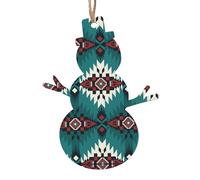 Christmas Wooden Ornaments For Tree Decoration Native Southwest American Indian Hanging Xmas Tree Decorations Bauble Home Decor (Snowman Shape)