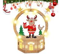 Christmas Wooden Ornaments - Seasonal Decoration with LED Light,Decorative Christmas Ornament | for Front Door Wreath Office Living Room Bedroom Staircase Window Sill Mantel Wall Dressing Table Nights