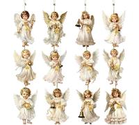 Christmas Wooden Ornaments Set, Victorian Classic Style Angel Decor Set, Christmas Wood Hanging Signs Pendant for Kids, Home, Door, Window, Xmas Tree Holiday Party Festival Decorations (12 pcs)
