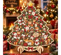 Christmas Wooden Puzzles with Stand, Holiday Puzzles Christmas Decorations | Wooden Tree Snowman Funny Home Decor, Christmas Jigsaw Puzzles, for Boys Girls Teen Adults Stocking Stuffers Party Favors