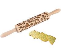 Christmas Wooden Rolling Pins, Xmas 3D Reindeer Shape Decor Embossing Rolling Pin,Christmas Patterned Rolling Pin Baking Tools (Christmas Elements)