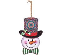 Christmas Wooden Sign Christmas Decor Bohemian Psychedelic Peacock Mandala Printed for Snowman And Reindeer Decorations Interior And Exterior Porch Decorations