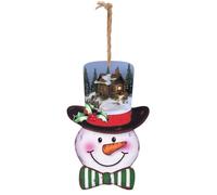 Christmas Wooden Sign Christmas Decor Wooden Rustic Log Cottage Scenery Printed for Snowman And Reindeer Decorations Interior And Exterior Porch Decorations