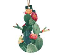 Christmas Wooden Snowman Shape Ornaments 2 PCS, Cactus Tropical Plant Christmas Tree Hanging Ornaments Rustic Xmas Wishes Tags Hanging Craft Label for Home Decoration