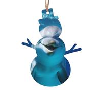 Christmas Wooden Snowman Shape Ornaments 2 PCS, Dolphin with Smile Christmas Tree Hanging Ornaments Rustic Xmas Wishes Tags Hanging Craft Label for Home Decoration