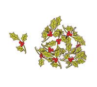 Christmas Wooden Sticker Craft Embellishment - Choice of Festive Designs (Holly Sprig x 12)