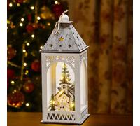 Christmas Wooden Village Scene Lantern Light Up Church LED Decor PreLit Ornament