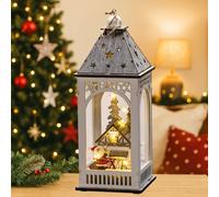Christmas Wooden Village Scene Lantern Light Up LED Decoration Pre-Lit Ornament