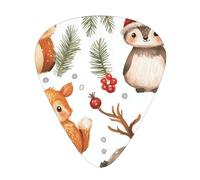Christmas-Woodland-Animals 12 Pack Guitar Picks With 3 Thicknesses And Storage Box, Abs Plectrums For Electric Bass Guitar Players