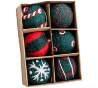 Christmas Wool Felt Ball, Ornaments DIY Snowflake Tree Decoration Set 6pc 5cm or 36pc Handmade Hanging Baubles Xmas Festive Craft(A)