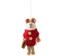 Christmas Wool Felt Hanging Ornaments, Felt Reindeer Christmas Hanging Decoration Handmade For Tree, Wreaths Decorations(Button Hamster)