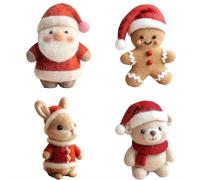 Christmas Wool Felt Santa Claus,Felted Santa Claus bear Rabbit Gingerbread Man Critter Ornament,Great as Christmas Home Decor, Unique & Funny Gift,for DIY Garlands Home Decoration（Finished product）