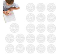 Christmas Words Template - 25g Round Holiday Stencils, 20pcs Painting Drawing Kit, Durables Winter Art Craft Tool | Festive Reusable DIY Stencil for Decoration Wood Fabrics Porch Seasonal