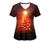 Christmas Work Tunics Healthcare Tunic Work Tops Workwear Mock Wrap Uniform Ladies Scrubs Christmas Scrubs Tops Nurse Wrap Mock Christmas Care Work Shirt Dog Grooming Work Tops Spa Nail Salons