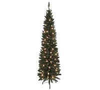 The Christmas Workshop 70660 6ft Green Pre-Lit Slimline Artificial Indoor Decoration | Includes Folding Metal Christmas Tree Stand | 560 Tips & 110 LED Lights