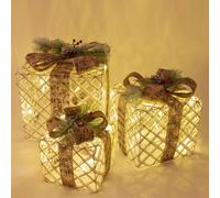 Christmas Workshop Rattan Christmas Gift Box Set of 3, LED