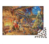 Christmas Workshop Scene 100% Recycled Cardboard Santa's Workshop 1000 Piece Puzzle for Adults Beautifully Illustrated Brainteasing 70x50cm/1000pcs