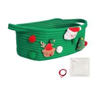 Christmas Woven Basket - Cotton Rope Woven Basket with Handles | Shelf Baskets for Organizing, Organizers Bins for Bedroom Living Room