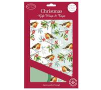 Otter House Gift Christmas Wrap - Holly Robins (10 Sheets & 10 Tags, 500mm x 700mm)