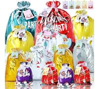 Christmas Wrapping Gift Bags, 20Pcs Xmas Gifts Bags Large Medium Small for Presents with 20 Tags for Birthday Holiday Party, Luxury Santa Claus Ornament with Ribbon for Family Friends