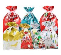Christmas Wrapping Gift Bags Large, 20Pcs Christmas String Bags with 30Pcs Tags, Large Medium Small Gift Bags, Xmas Bags for Presents for Christmas