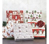 Christmas Wrapping Paper 20 Sheets of Flat Xmas Gift Wrap 10 Assorted Designs 2 Sheets of Each Cute Merry Christmas Panda Theme Jingle Bell Colorful Easy To Cut And Fold