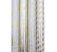 Christmas Wrapping Paper 4 x 2 Metres - Foil Gift Wrap Rolls (4 Gold Designs)
