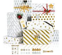 Christmas Wrapping Paper, 6 Sheets Gold and Silver Christmas Wrapping Paper Set for Women Men, Gift Wrap Paper for Xmas New Year Winter Birthday Holiday Party, 50 x70cm