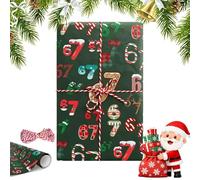 Christmas Wrapping Paper, 67 Meme Funny Wrapping Paper, Novelty Christmas Six Seven Meme Gift Wrap Papers Roll for Birthday Party, Holiday Present Gift Wrappings Papers Roll (Green)