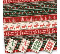 Christmas Wrapping Paper. 8 XL Sheets (50 x 70cm). Fun Christmas Jumper Design. Gift Wrap with Matching Tags. Cutting Grid on Reverse.
