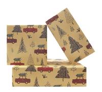 Christmas Wrapping Paper for Kids Boys Girls, Christmas Red Truck Car and Tree Gift Wrap Paper, 4 Sheets Folded Flat 50x70cm Christmas Paper for New Year Xmas Winter Holiday