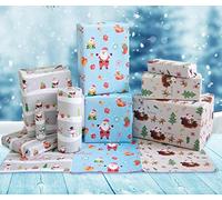 Christmas Wrapping Paper, Fully Recyclable, 6 Extra Large Sheets 85 x 60 cm with Three Different Designs, Printed with Vegetable Inks in The UK on Premium Quality Paper.
