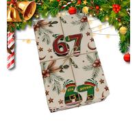 Christmas Wrapping Paper, Funny 67 Edition Meme Tear-Resistant Christmas Wrapping Paper for Stocking Fillers & Holiday Gag Presents (E-90 * 50cm)