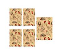 Christmas Wrapping Paper Kraft - 5 Sheets 50x70cm with Santa Snowflake Print, Recyclable Gift Wrap for Xmas Presents, Holiday Packaging