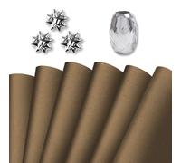 Christmas Wrapping Paper Mega Pack | 10 Sheets 70cm x 50cm |Silver Bows Ribbons, Classic Traditional Festive Holiday Presents Xmas Design