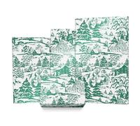 Christmas Wrapping Paper Roll, 1 Roll 43x300cm Green Laser Snowy Forest Cabin Winter Gift Wrap Paper, Festive Holiday Christmas Theme Wrapping for Gifts