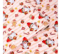 Christmas Wrapping Paper Roll, 15m x 44cm Glossy Coated Wrap Paper with Festive Gnomes Design for Christmas and New Year Presents