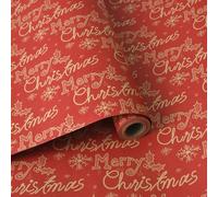 Christmas Wrapping Paper Roll, 43cm×10M Recyclable Kraft Wrapping Paper Printed with Various Patterns, Xmas Gift Wrapping Paper for Xmas Party Gift Boxes Present (Christmas Letters)