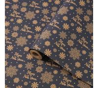 Christmas Wrapping Paper Roll, 43cm×10M Recyclable Kraft Wrapping Paper Printed with Various Patterns, Xmas Gift Wrapping Paper for Xmas Party Gift Boxes Present (Blue Snowflake)